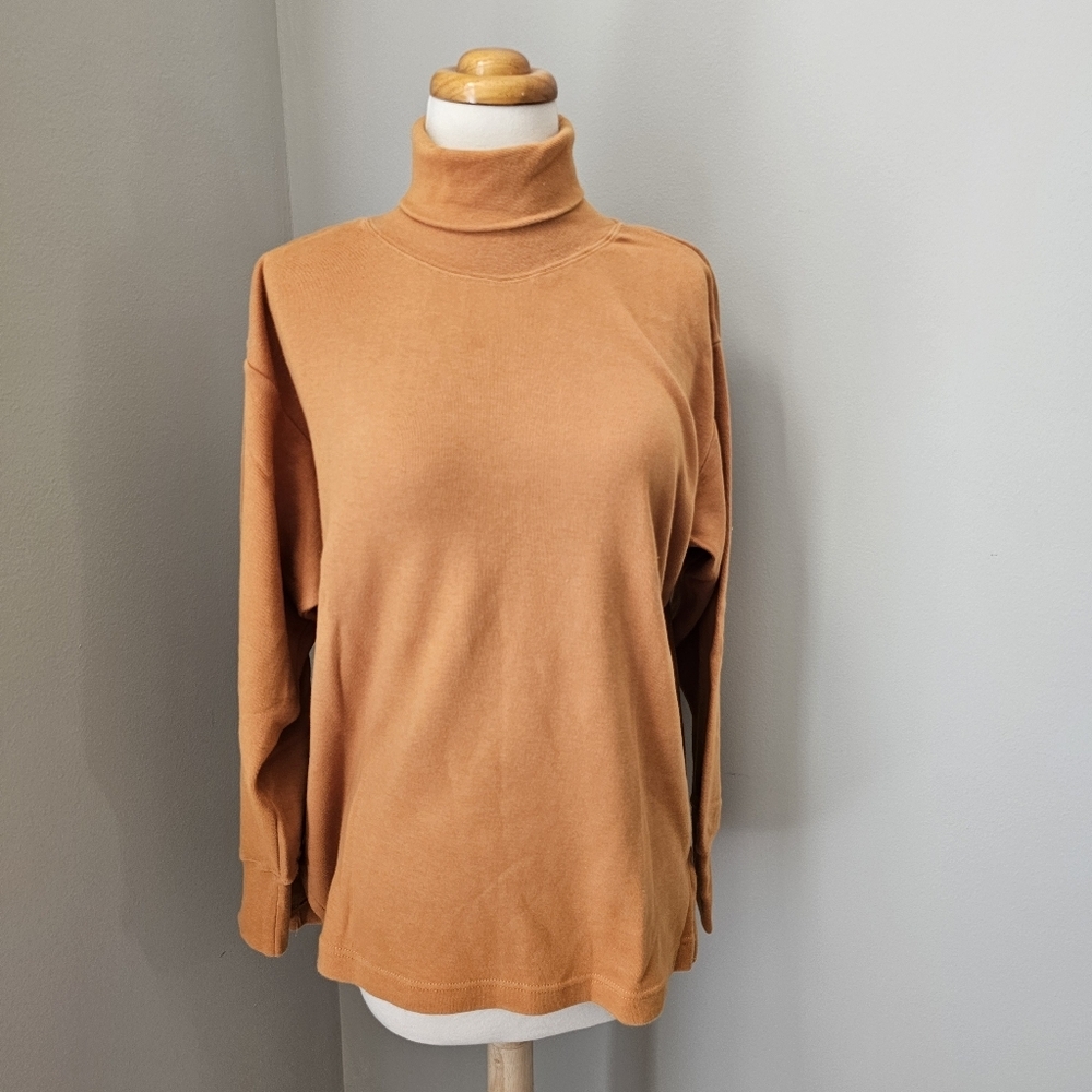 VTG Ruff Hewn Cotton Turtleneck S Mustard Rust Oversized